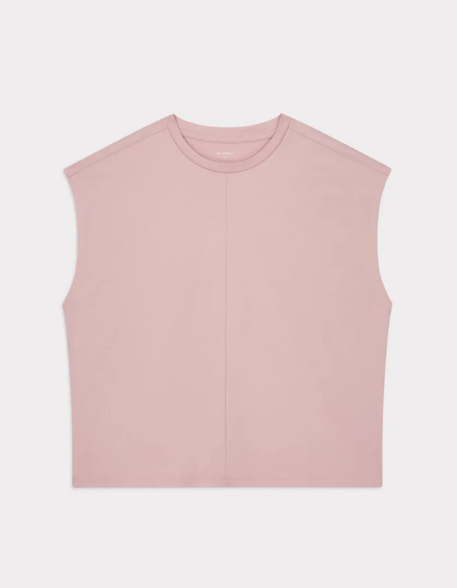 Boxy katoenen mouwloos t-shirt - roze