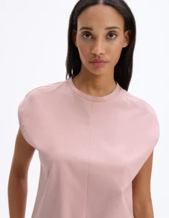 Boxy katoenen mouwloos t-shirt - roze