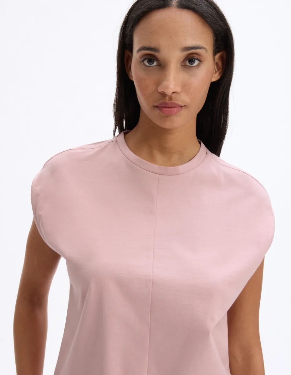 Boxy katoenen mouwloos t-shirt - roze