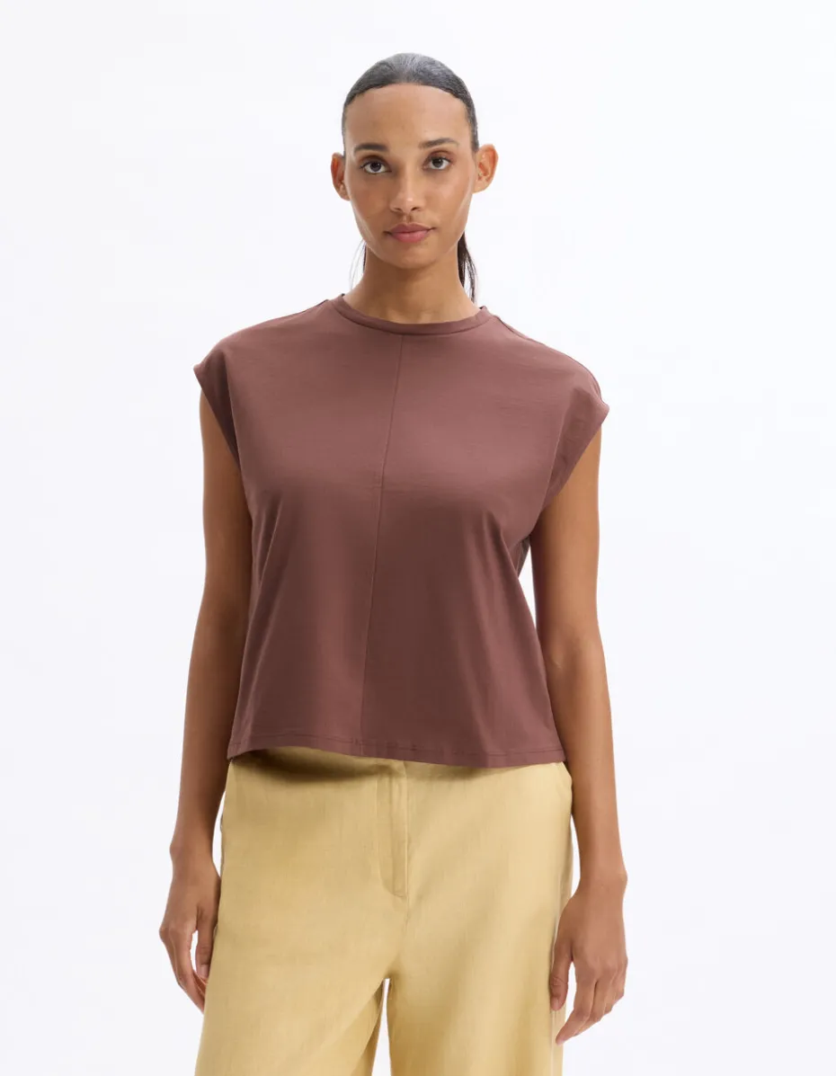 Boxy katoenen mouwloos t-shirt - roze