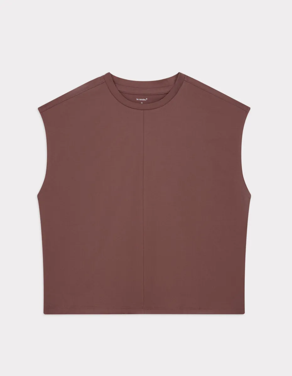 Boxy katoenen mouwloos t-shirt - roze