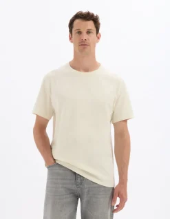 Boxy T-shirt ronde hals 100% katoen - geel