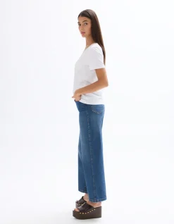 Brede enkellange jeans - blauw
