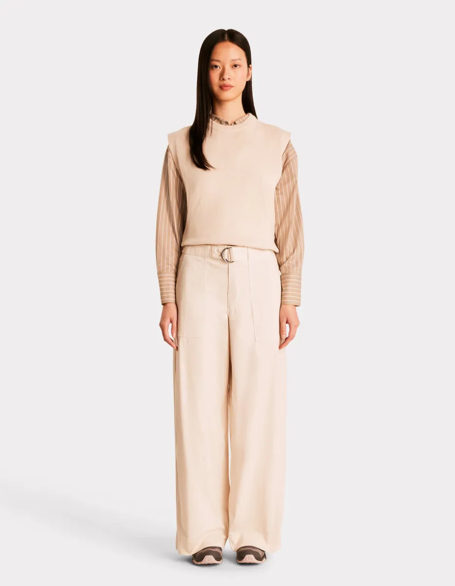 Cargobroek met riemzakken - beige