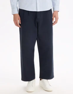 Chino loose 100% katoen stretch - marine