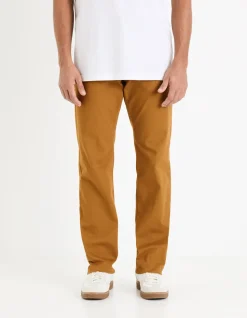 Chino straight broek van stretchkatoen - karamel
