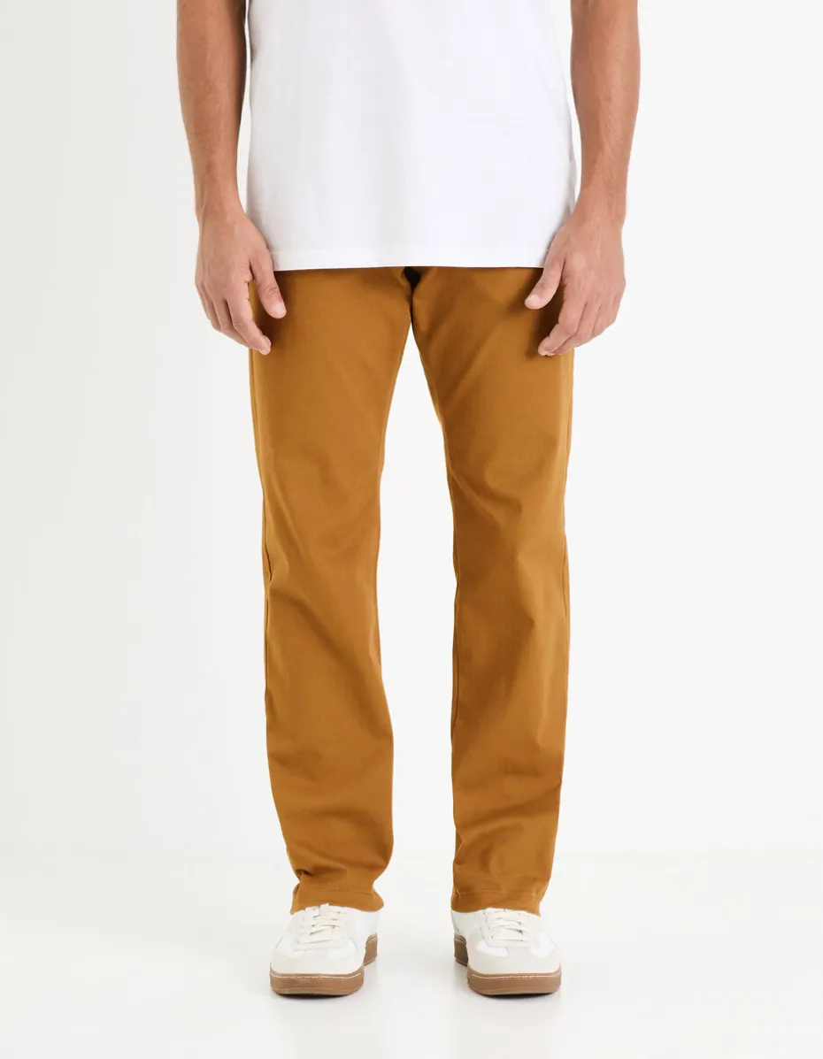 Chino straight broek van stretchkatoen - karamel