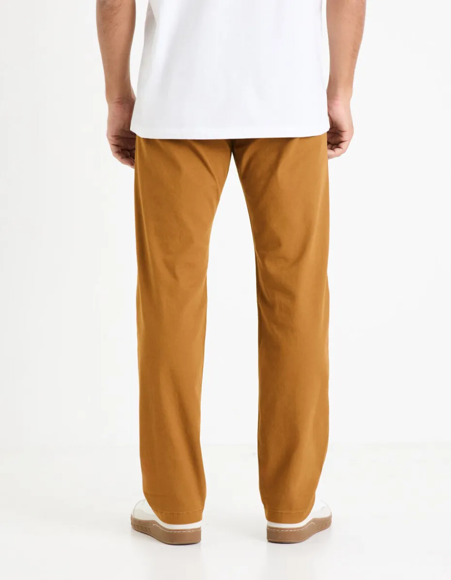 Chino straight broek van stretchkatoen - karamel
