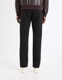 Chino straight broek van stretchkatoen - zwart