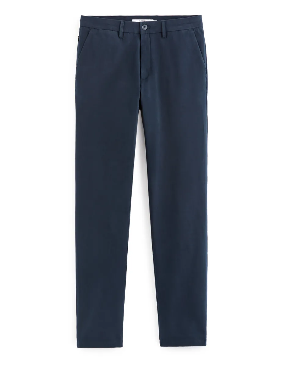 Chino straight broek van stretchkatoen - marine
