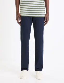 Chino straight broek van stretchkatoen - marine