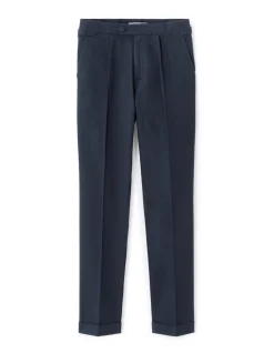 Chinobroek slim fit katoen-linnen - marineblauw