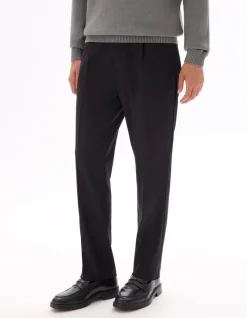 Chinobroek straight fit stretch twill - zwart