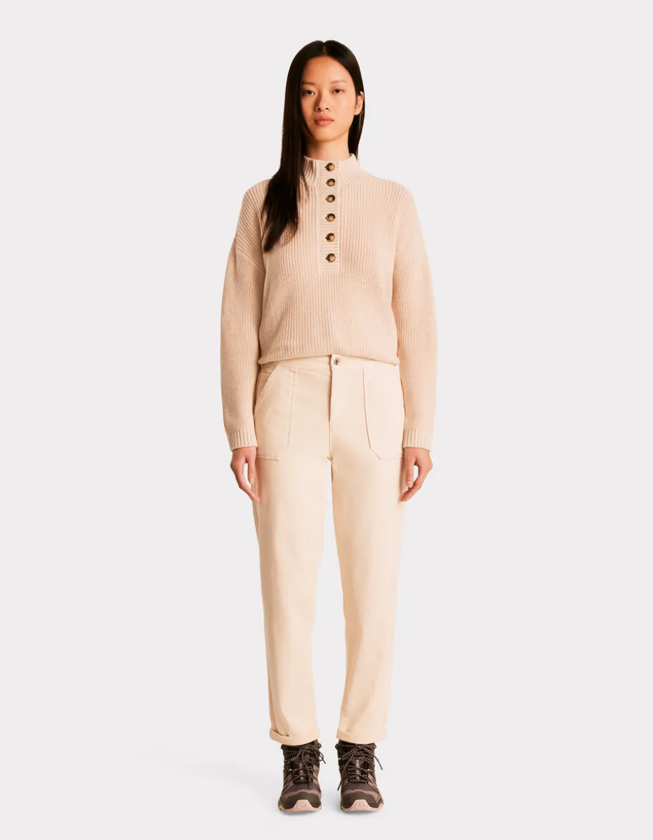 Comfortabele chino met elastische taille - beige