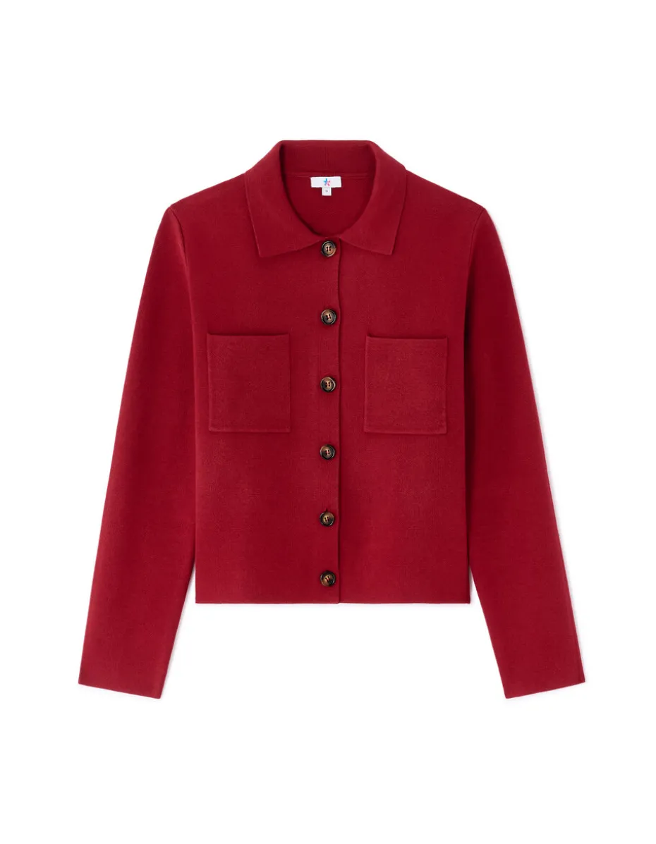 Compact gebreid vest - bordeaux