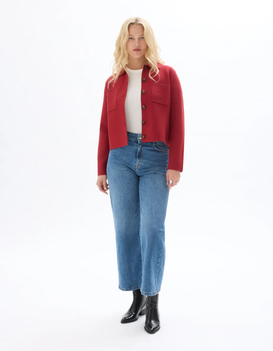 Compact gebreid vest - bordeaux