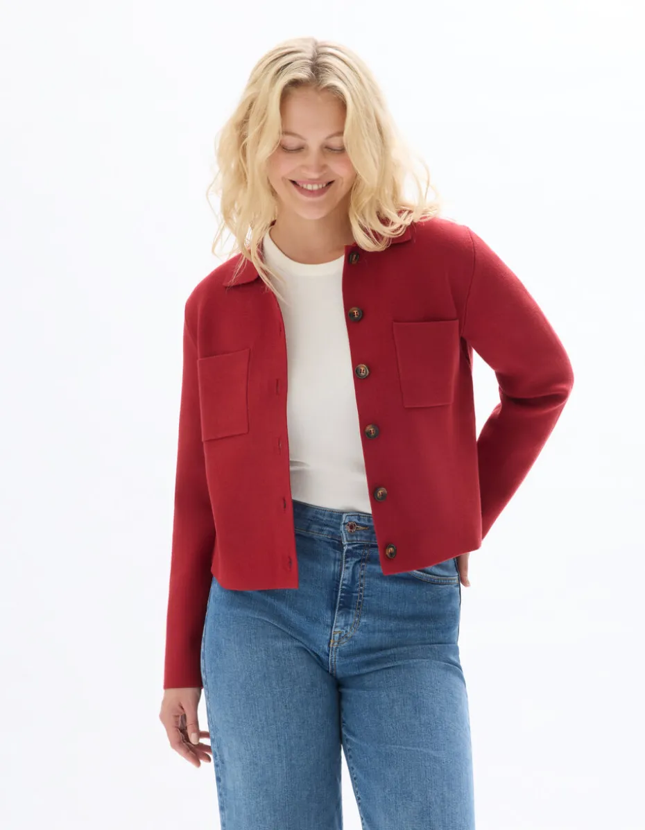 Compact gebreid vest - bordeaux