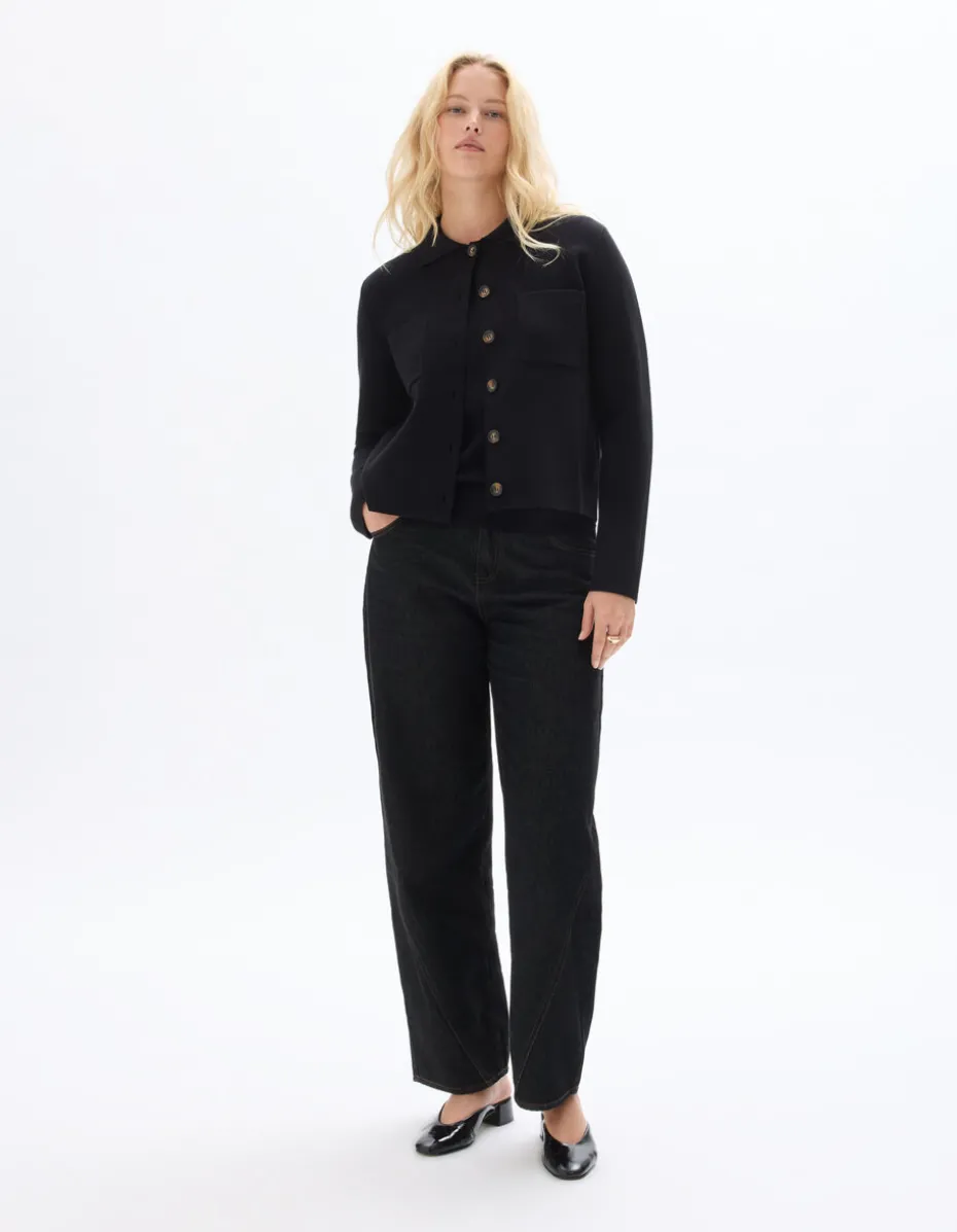 Compact gebreid vest - zwart
