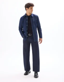 Denim hemd regular fit 100% katoen - marineblauw