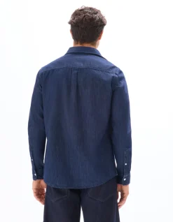 Denim hemd regular fit 100% katoen - marineblauw