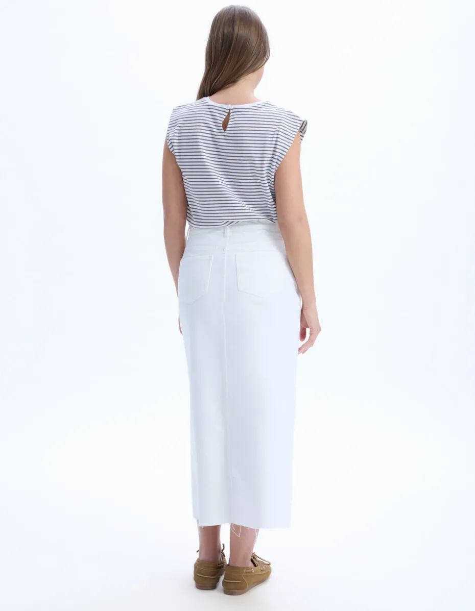Denim rok met split - wit