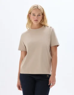 Dik katoenen T-shirt geknoopt - beige