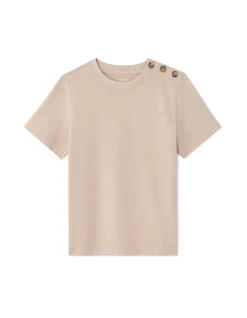 Dik katoenen T-shirt geknoopt - beige