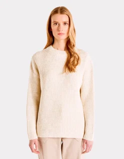 Dikke trui met ronde hals - beige