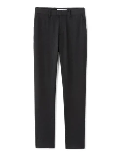 Donkergrijze jersey slim-fit chinobroek
