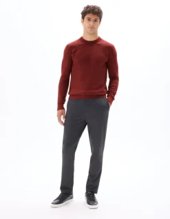 Donkergrijze jersey slim-fit chinobroek