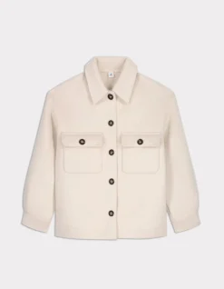 Donsjack met overhemdkraag - beige