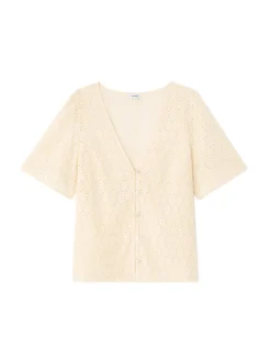 Doorknoopblouse van broderie anglaise - ecru