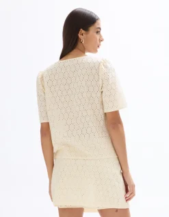 Doorknoopblouse van broderie anglaise - ecru