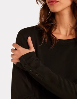Ecovero soepele ronde hals viscose trui - zwart