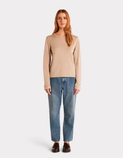 Ecovero soepele viscose trui met ronde hals - stopverf
