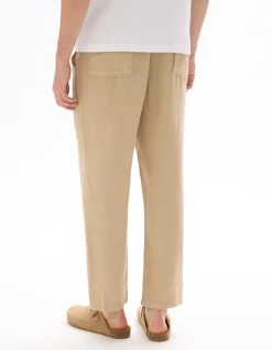 Effen 100% linnen broek - beige