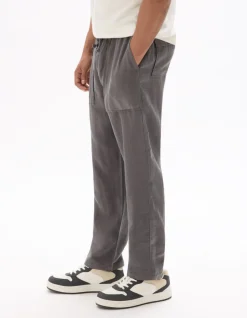 Effen broek 100% linnen - donkergrijs