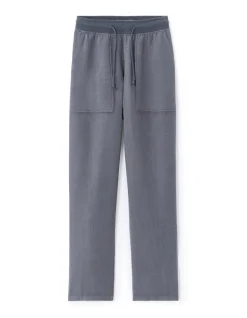 Effen broek 100% linnen - middenblauw