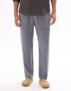 Effen broek 100% linnen - middenblauw