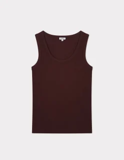 Effen geribbeld tanktopje - bruin