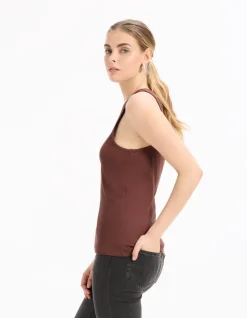 Effen geribde tanktop - roze