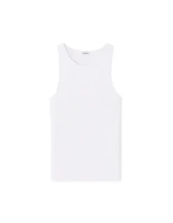 Effen geribde tanktop - wit