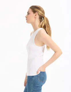 Effen geribde tanktop - wit