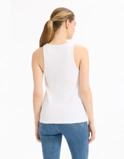 Effen geribde tanktop - wit