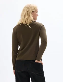 Effen lange mouwen T-shirt - kaki