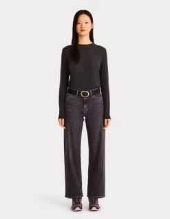 Effen leren riem - zwart