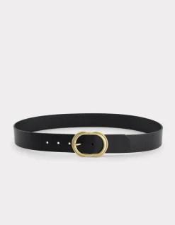 Effen leren riem - zwart