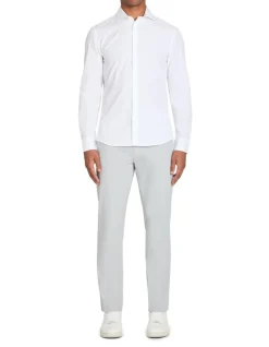 Effen slim-fit katoenen overhemd - wit
