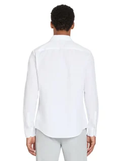 Effen slim-fit katoenen overhemd - wit