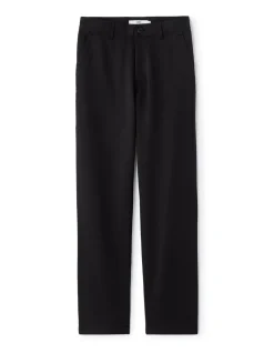 Effen straight fit chinobroek - zwart